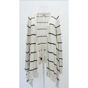 Dark Grey and Cream Striped Long Sweater